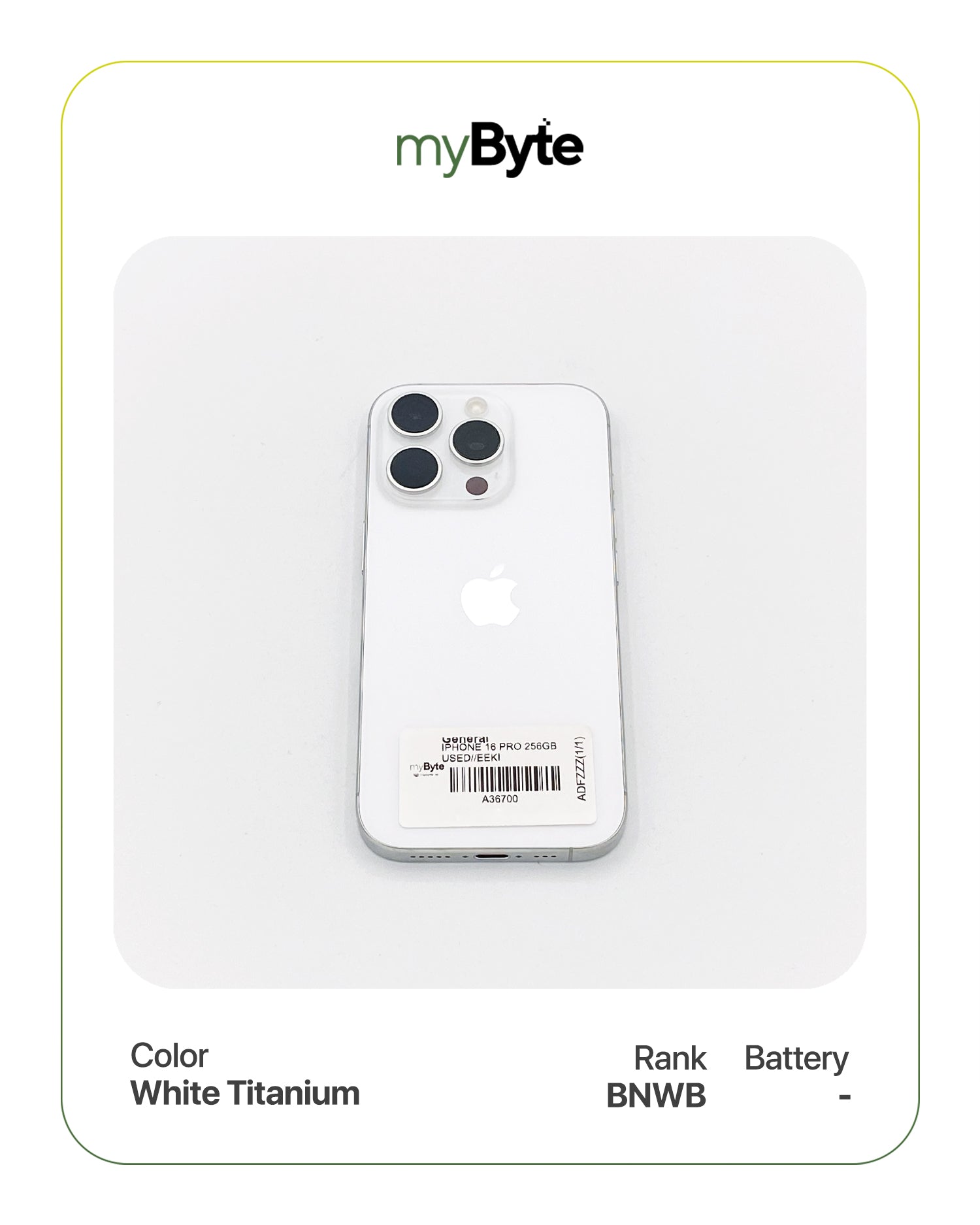 iPhone 16 Pro 5G 256GB White Titanium myByte International