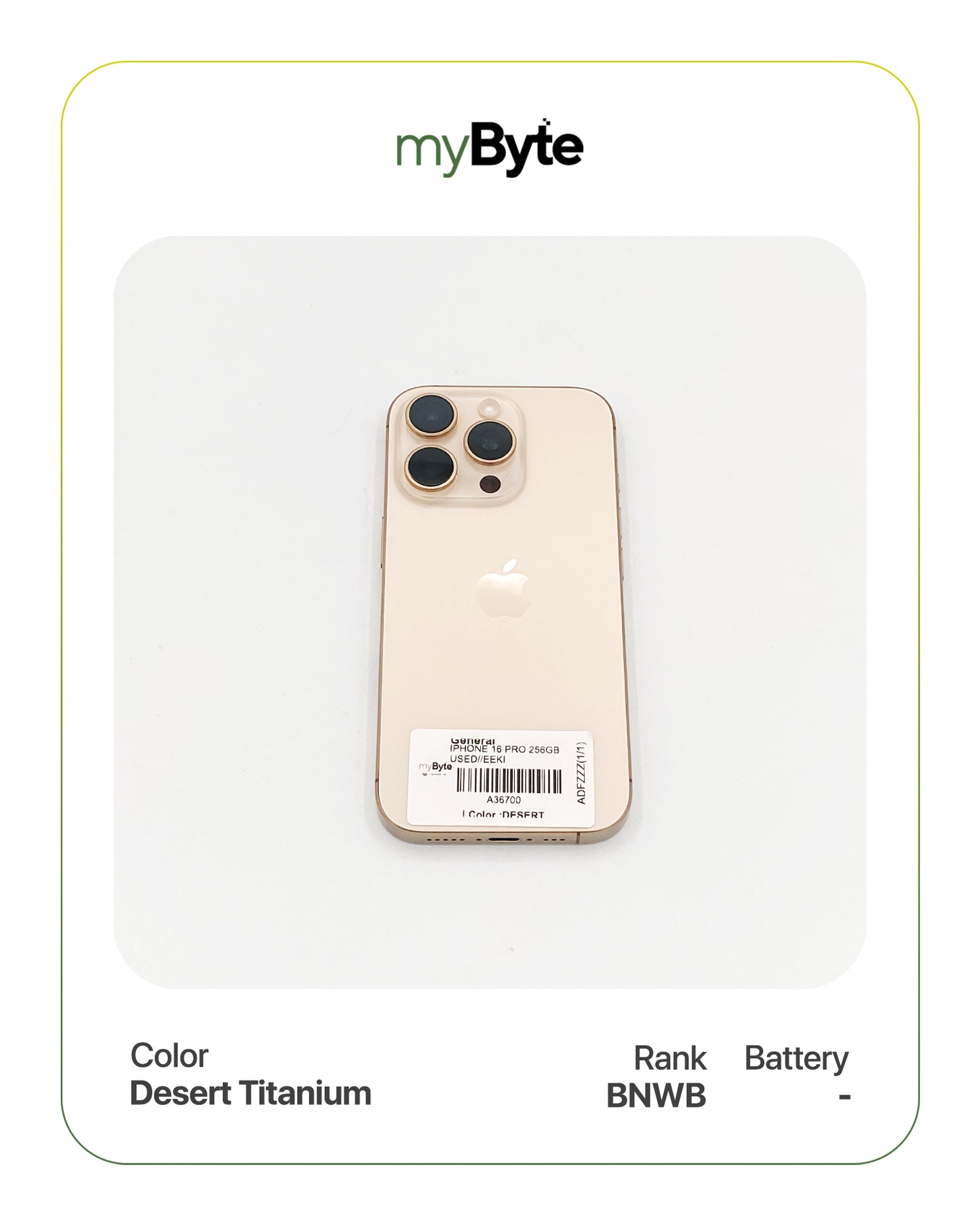iPhone 16 Pro 5G 256GB Desert Titanium myByte International