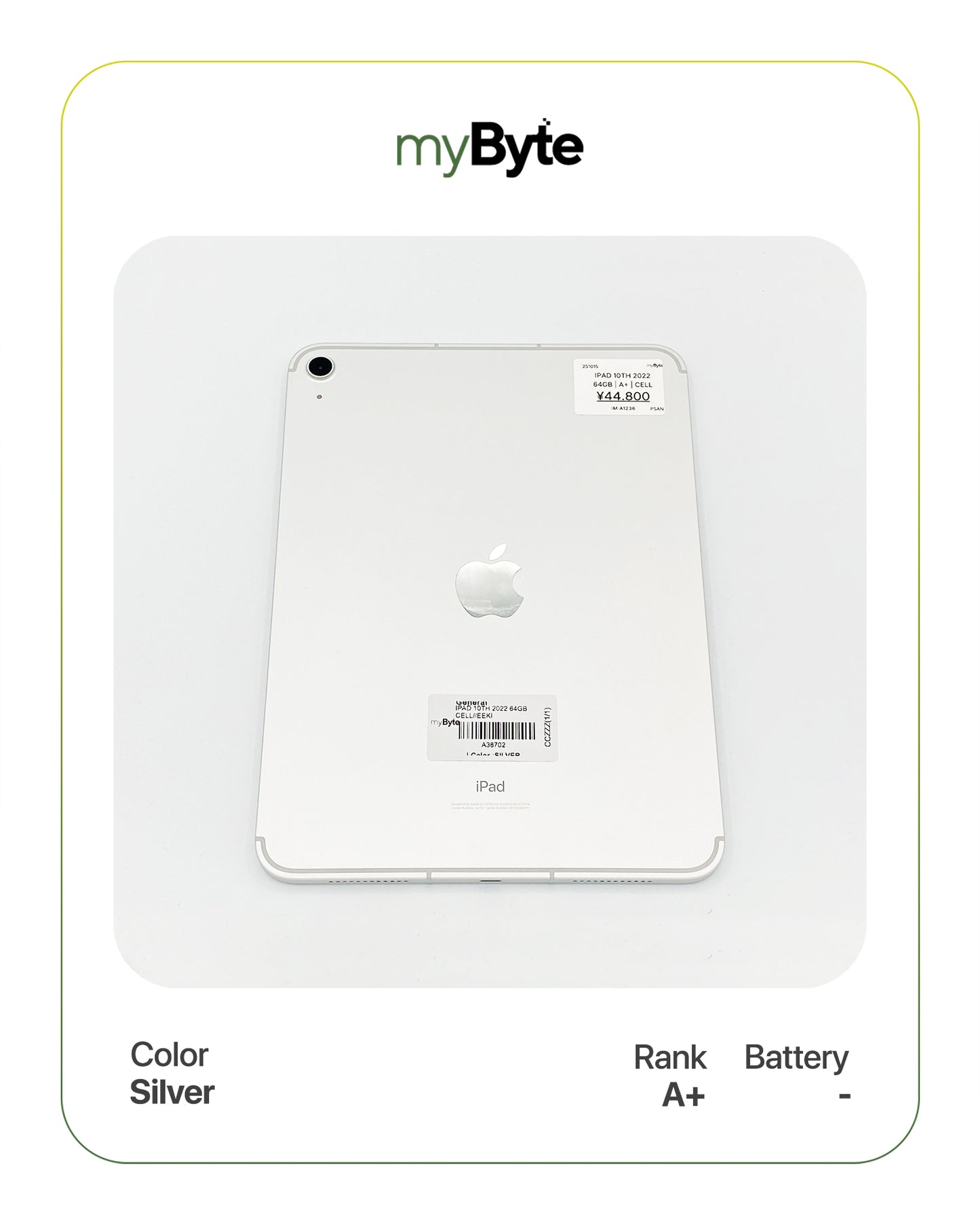 iPad 10th Gen 2022 64GB (Wi-Fi + Cellular)