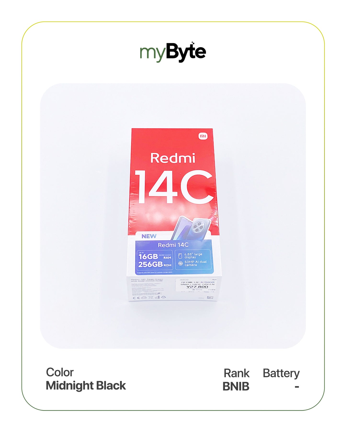 Redmi 14C 256GB Dual SIM (SIM Free) Midnight Black SIM Free myByte International