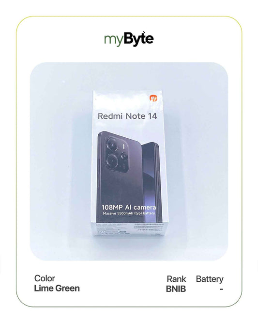 Redmi Note 14 128GB Silent Camera (Dual SIM) Lime Green SIM Free myByte International