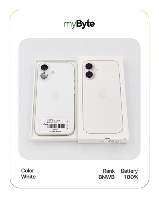 iPhone 16 5G 128GB (SIM Free) White myByte International