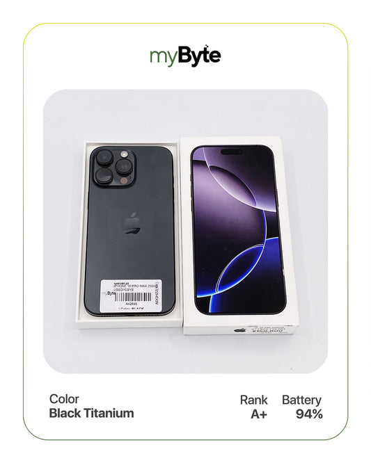 iPhone 16 Pro Max 5G 256GB Silent Camera (SIM Free) Black Titanium SIM Free myByte International
