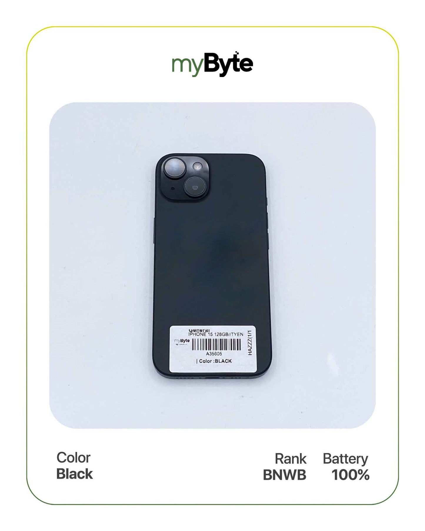 iPhone 15 5G 128GB (Sim Free) Black myByte International