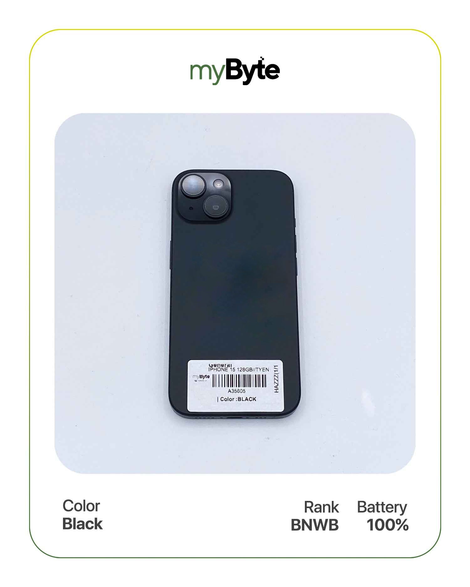iPhone 15 5G 128GB (Sim Free) Black myByte International