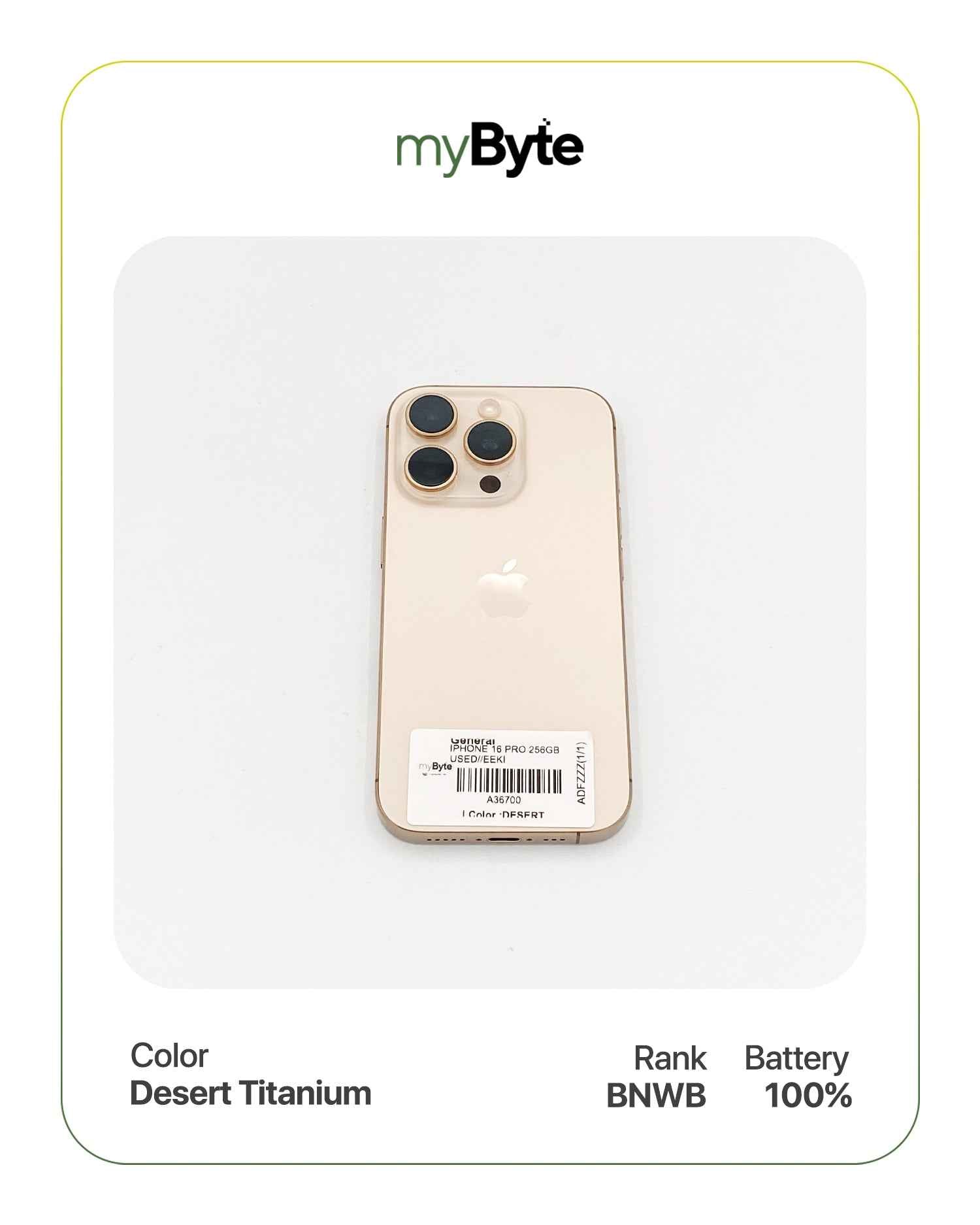 iPhone 16 Pro Max 5G 256GB (SIM Free) Desert Titanium myByte International