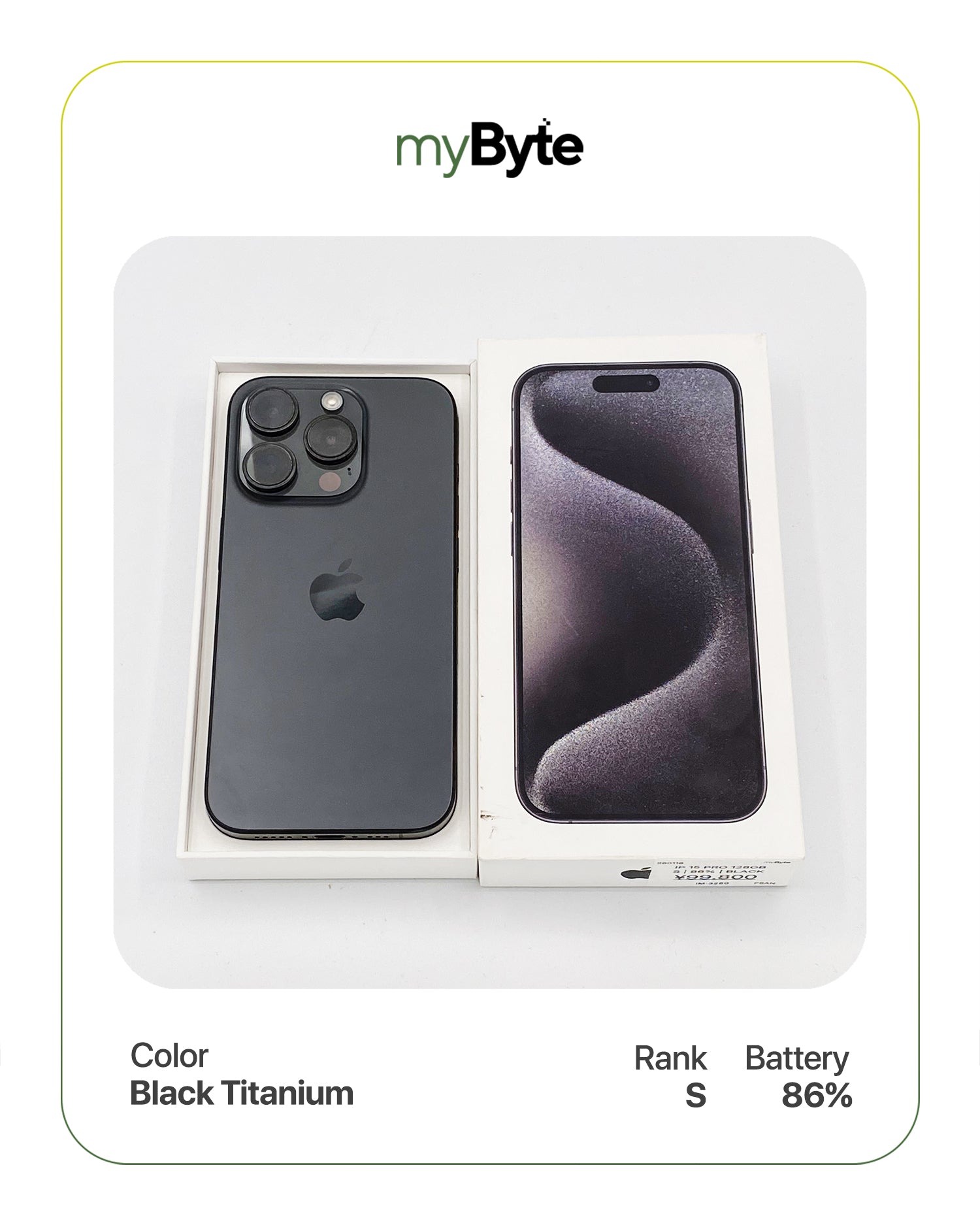 iPhone 15 Pro 128GB バッテリー86% SIMフリー ムスビー｜【バッテリー