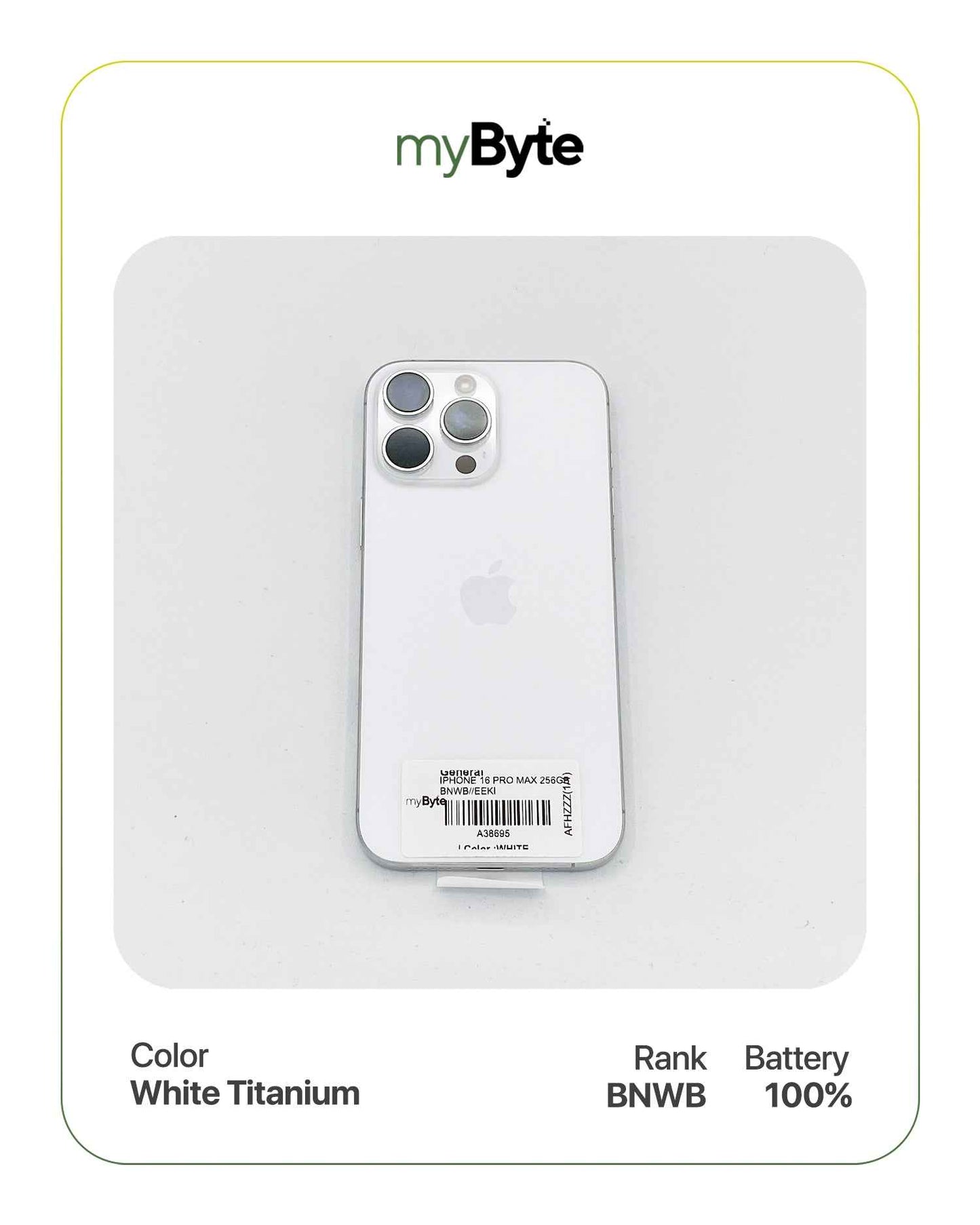 iPhone 16 Pro Max 5G 256GB (SIM Free) White Titanium myByte International