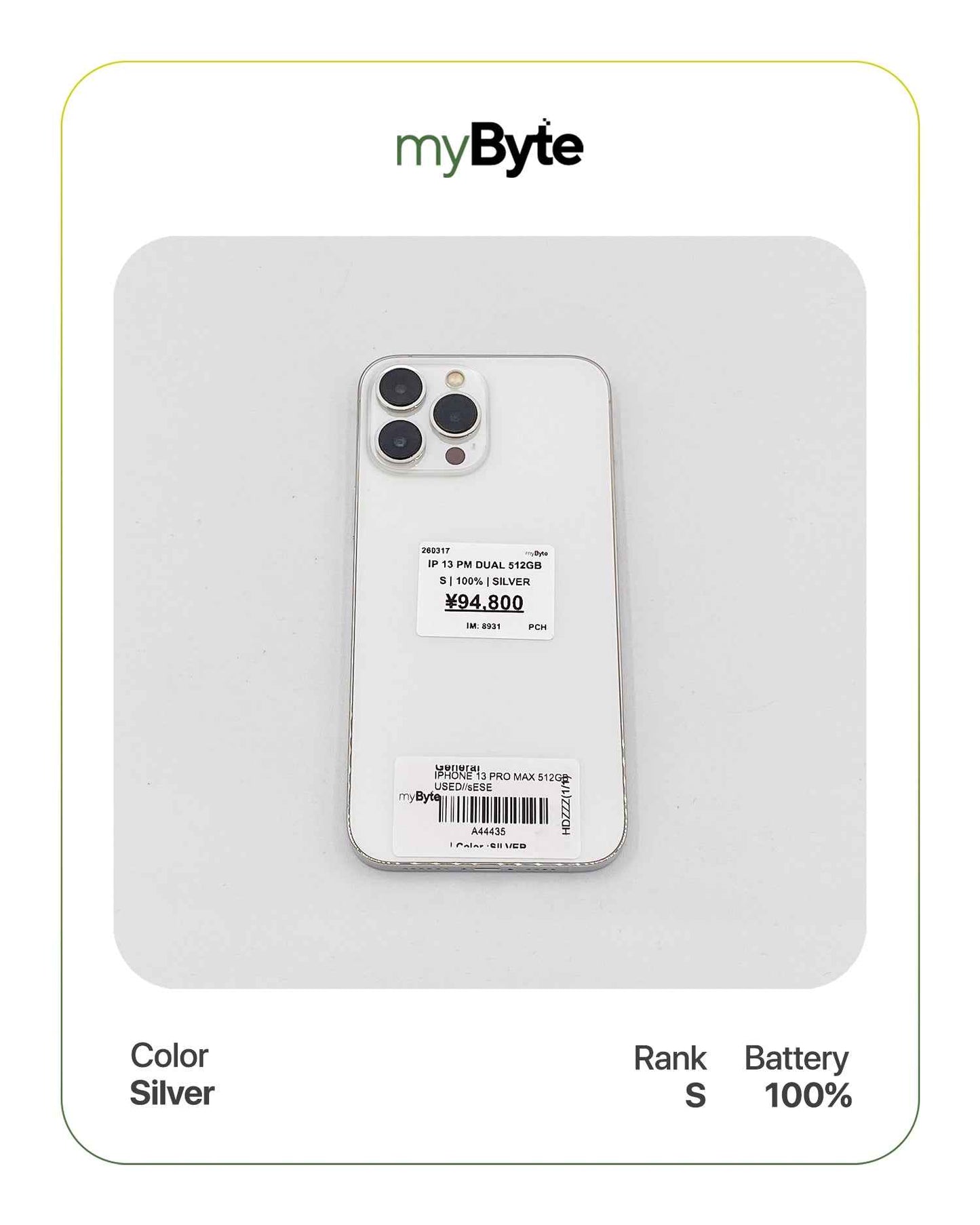 iPhone 13 Pro Max 5G 512GB Silent Camera (Dual SIM) myByte International