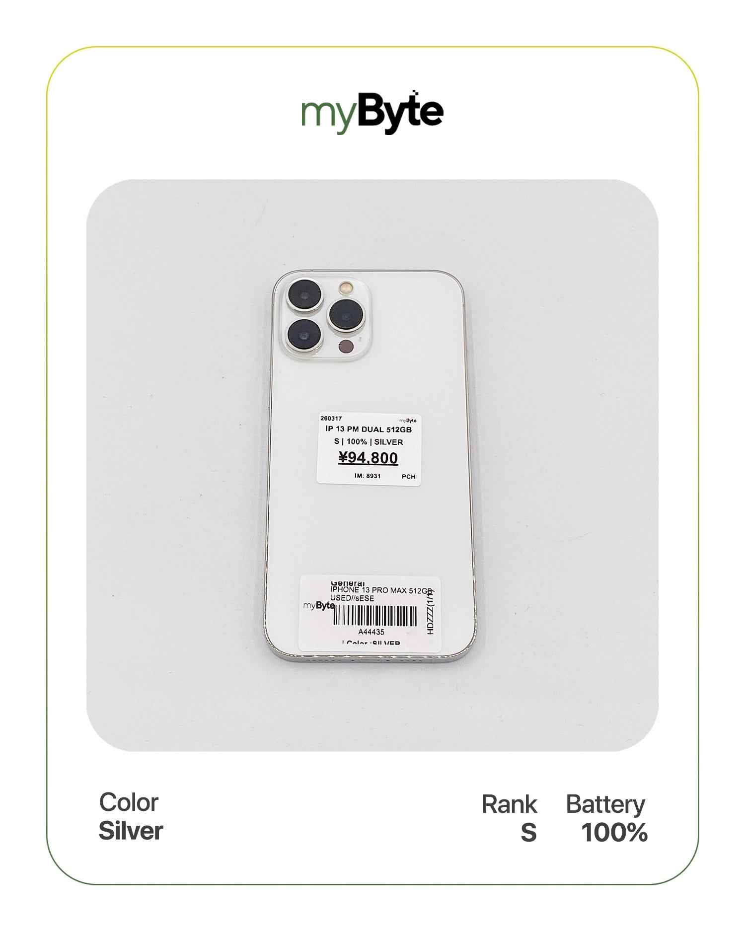 iPhone 13 Pro Max 5G 512GB Silent Camera (Dual SIM) myByte International