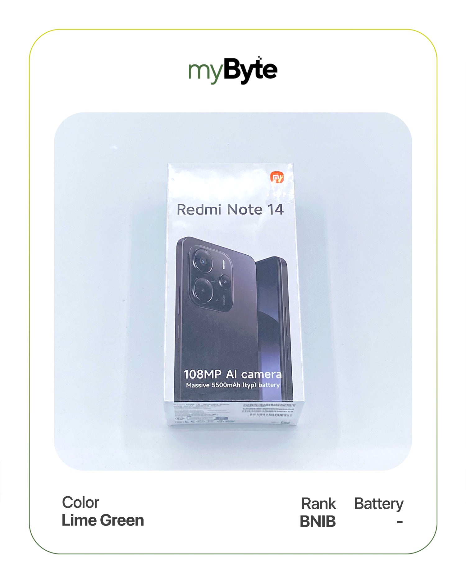 Redmi Note 14 256GB Dual SIM (Silent Camera) Lime Green SIM Free myByte International